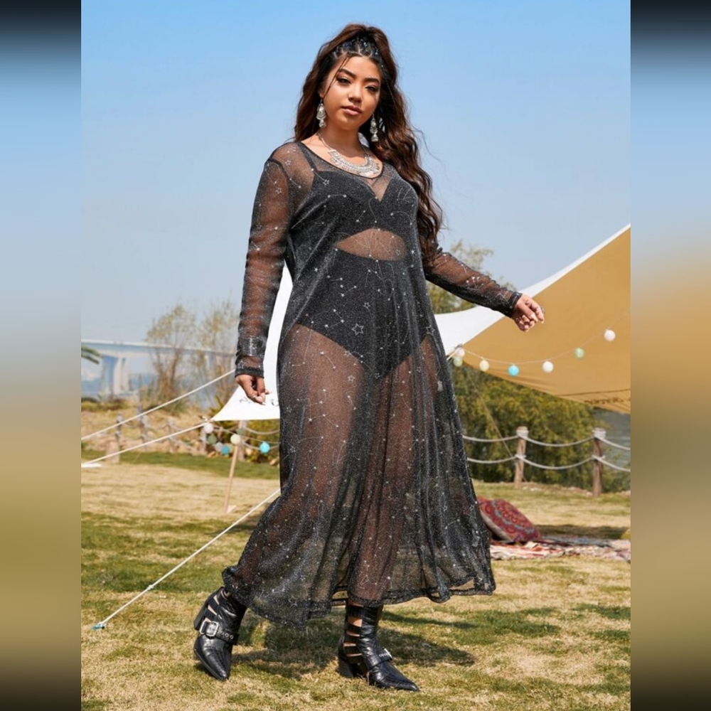 Glitter Mesh Constellation Dress